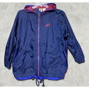 Vintage Nike Colorblock Windbreaker Jacket Womens‎ Size L Swoosh Blue 90's